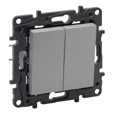 Переключатель двухклавишный Legrand Niloe Step алюминий