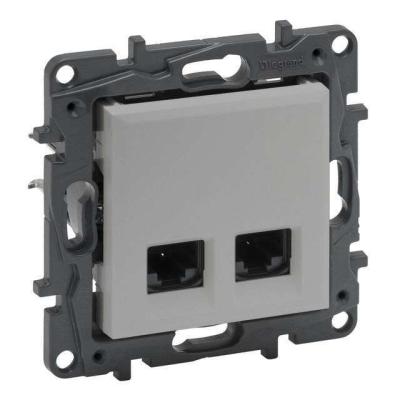 Розетка информационная двойная RJ45 Кат. 6 FTP Legrand Niloe Step алюминий