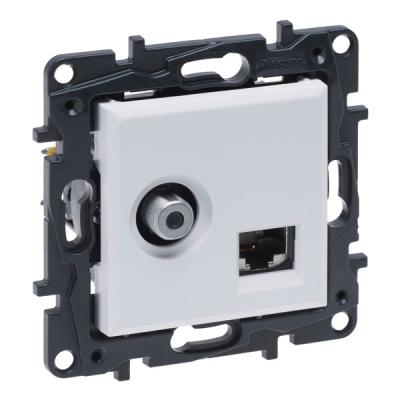 Розетка комбинированная телевизионная тип F «звезда» и RJ45 Кат. 6 UTP Legrand Niloe Step белый