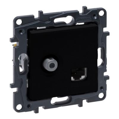 Розетка комбинированная телевизионная тип F «звезда» и RJ45 Кат. 6 UTP Legrand Niloe Step черный