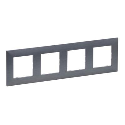 Рамка 4 поста Legrand Niloe Step фактурная сталь