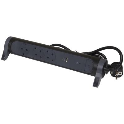 Удлинитель поворотный с 3 розетками с заземлением 16 А, USB A+C и УЗИП с кабелем 1,5 м Legrand ПРЕМИУМ Черный