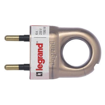 Вилка без заземления плоская с кольцом 6 А Legrand Бронза