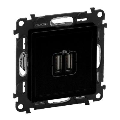 Зарядное устройство с двумя USB type A разъемами Legrand Valena Life черный матовый